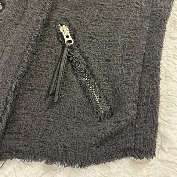 Rebecca Taylor Cotton/Lamb Leather Tweed Moto Vest/ jacket Size 8 - Picture 2 of 9